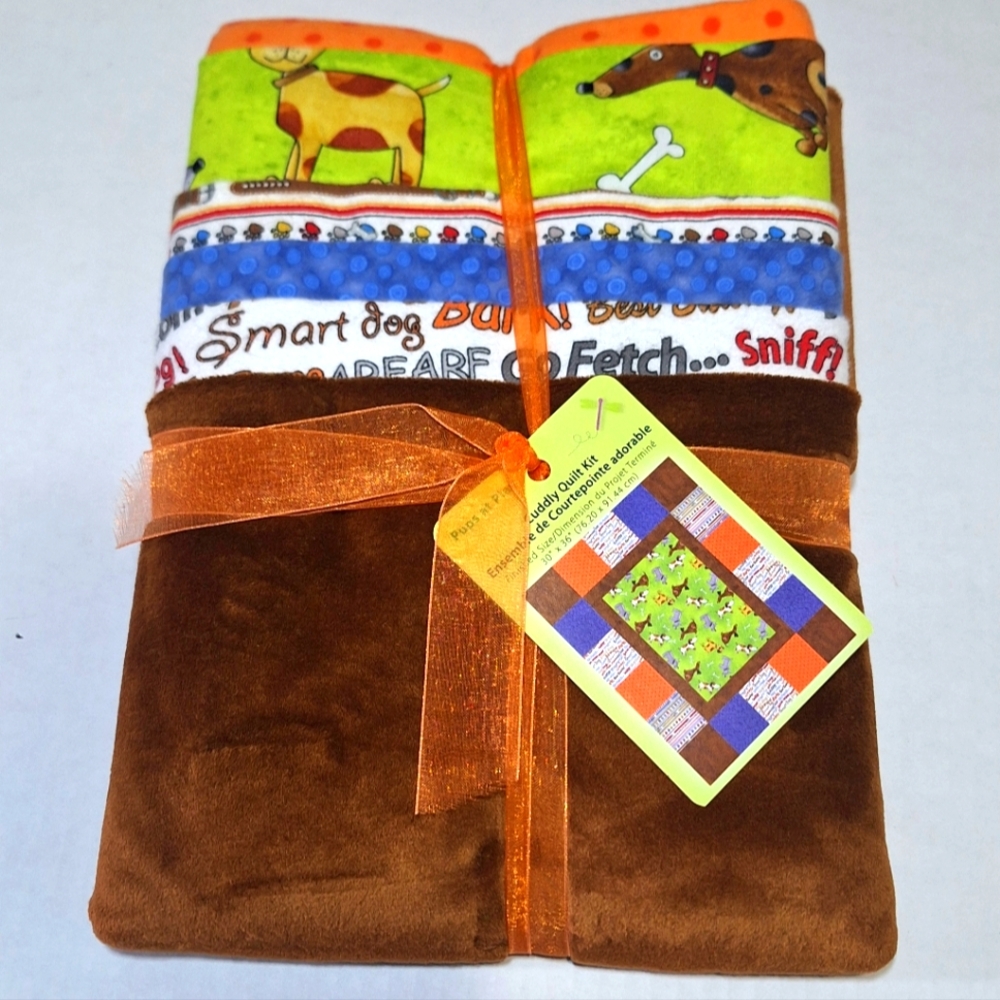 Cuddly Quilt Kit Pups At Play 30 X 36 New Baby Quilt Kit